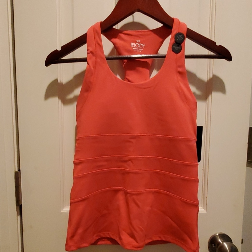 Body coral colored workout top, size XS